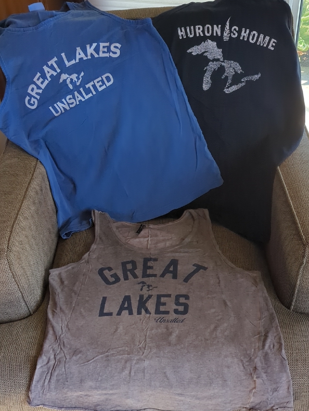 Great Lakes Graphic Tank Top - Blue, Navy, Gray